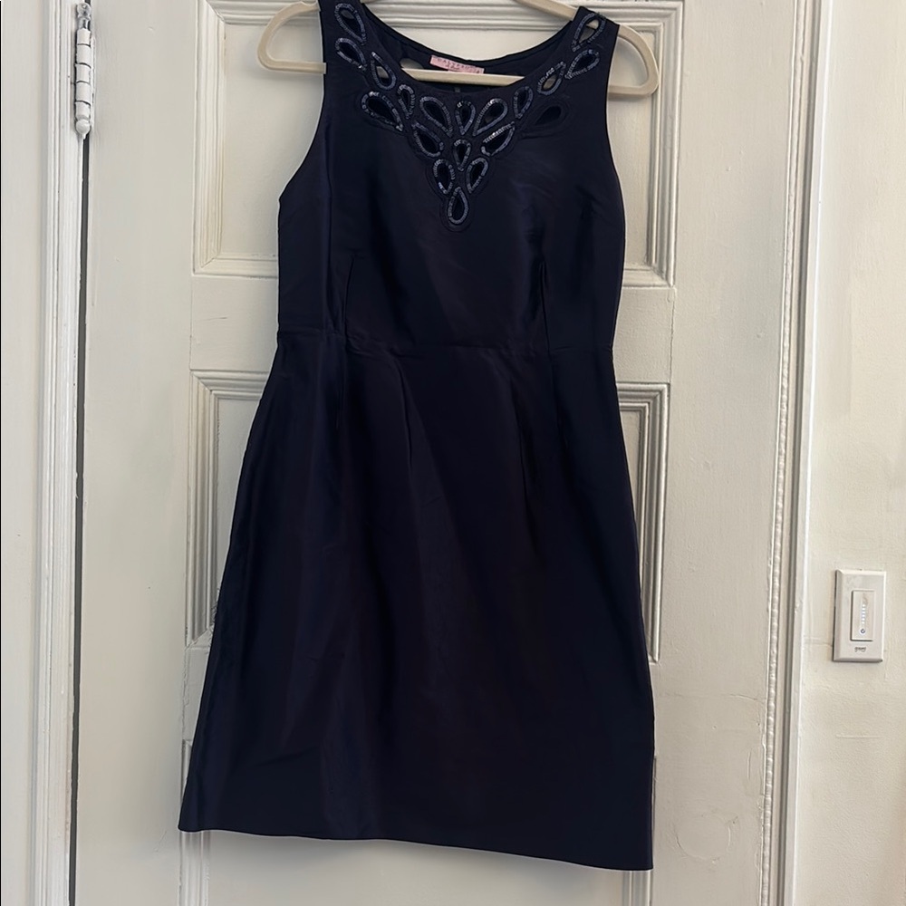 Calypso St. Barth Dark Blue Embellished Halter Mini Dress